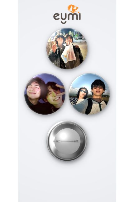BTS Taehyung ve Jungkook (Taekook) 3'lü Metal Rozet Seti 58mm İğneli Buton Çanta Yaka Rozeti - 58mm Metal İğneli Buton Rozet | Eymi
