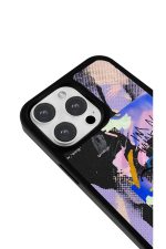 iPhone 15 Pro Max Uyumlu Mor Boya Kolaj Desenli Parlak Telefon Kılıfı - Görsel 3