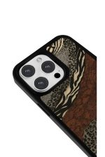 iPhone 15 Pro Uyumlu Safari Deri Deseni Desenli Parlak Telefon Kılıfı - Görsel 3