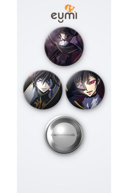 Code Geass: Lelouch of the Rebellion Lelouch Lamperouge 3'lü Metal Rozet Seti 58mm İğneli Buton Çanta Yaka Rozeti - 58mm Metal İğneli Buton Rozet | Eymi