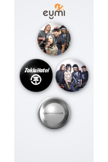 Tokio Hotel 3'lü Metal Rozet Seti 58mm İğneli Buton Çanta Yaka Rozeti - 58mm Metal İğneli Buton Rozet | Eymi