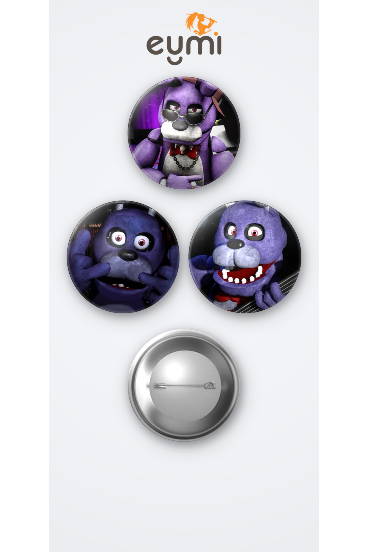 Five Nights at Freddy's Oyunu Bonnie The Bunny Oyun 3'lü Metal Rozet Seti 58mm İğneli Buton Çanta Yaka Rozeti - 58mm Metal İğneli Buton Rozet | Eymi Five Nights at Freddy's Oyunu Bonnie The Bunny Oyun 3'lü Metal Rozet Seti 58mm İğneli Buton Çanta Yaka Rozeti - 58mm Metal İğneli Buton Rozet | Eymi