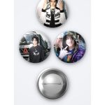 Lngshot KPOP Grubu Louis 3'lü Metal Rozet Seti 58mm İğneli Buton Çanta Yaka Rozeti