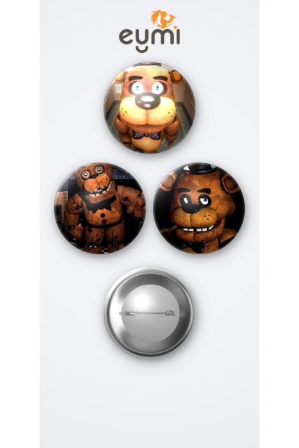 Five Nights at Freddy's Oyunu Freddy Fazbear Oyun 3'lü Metal Rozet Seti 58mm İğneli Buton Çanta Yaka Rozeti - 58mm Metal İğneli Buton Rozet | Eymi