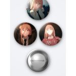 Chainsaw Man Power 3'lü Metal Rozet Seti 58mm İğneli Buton Çanta Yaka Rozeti