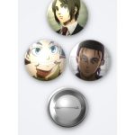 Attack on Titan ( Titana Saldırı) Animesi Eren Yeager Anime 3'lü Metal Rozet Seti 58mm İğneli Buton Çanta Yaka Rozeti