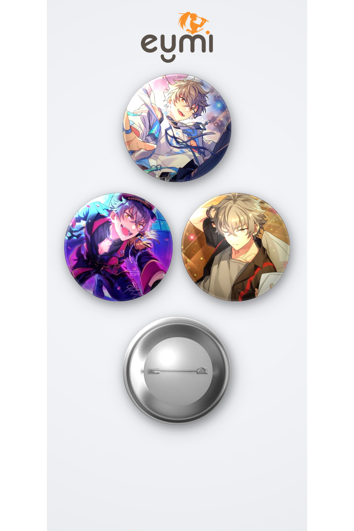 The Ensemble Stars Koga Oogami 3'lü Metal Rozet Seti 58mm İğneli Buton Çanta Yaka Rozeti - 58mm Metal İğneli Buton Rozet | Eymi The Ensemble Stars Koga Oogami 3'lü Metal Rozet Seti 58mm İğneli Buton Çanta Yaka Rozeti - 58mm Metal İğneli Buton Rozet | Eymi