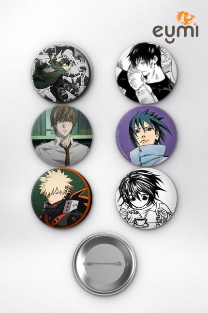 Anime Karizma Rakipler Levi Toji Light Sasuke Çanta Süsü Rozet İğneli Buton Rozet Seti 58 mm (6'lı) - 58mm Metal İğneli Buton Rozet | Eymi