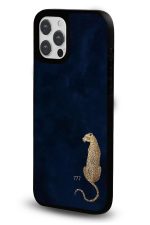 iPhone 16 Pro Uyumlu Lacivert Leopar 777 Desenli Parlak Telefon Kılıfı - Görsel 2