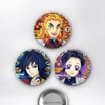 Demon Slayer Hashiralar Rengoku Giyu Shinobu Çanta Süsü Rozet İğneli Buton Rozet Seti 58 mm (3'lü)
