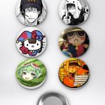 Viral Anime Meme Karakterleri Toji Pomni GUMI Çanta Süsü Rozet İğneli Buton Rozet Seti 58 mm (6'lı)