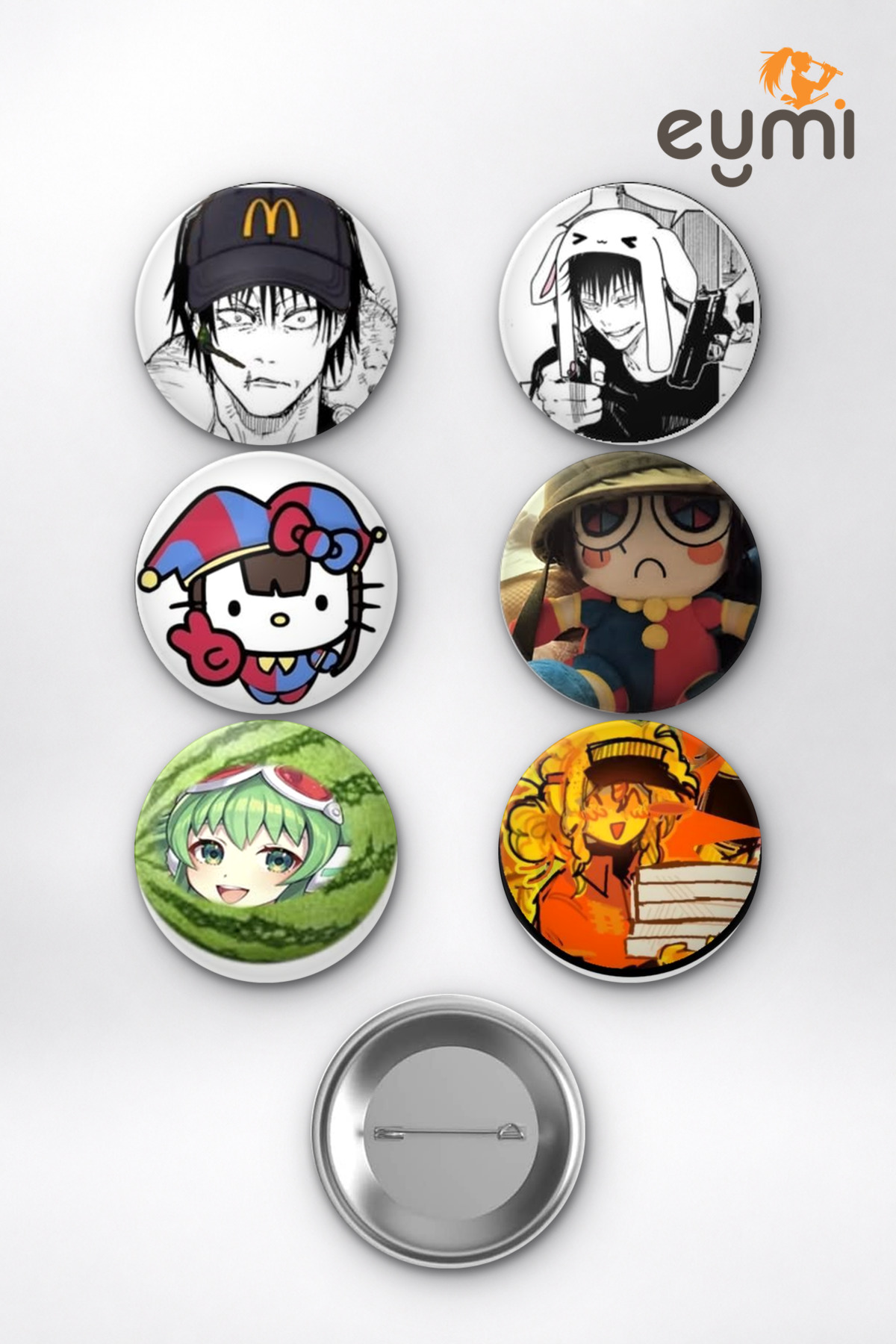 Viral Anime Meme Karakterleri Toji Pomni GUMI Çanta Süsü Rozet İğneli Buton Rozet Seti 58 mm (6'lı) - 58mm Metal İğneli Buton Rozet | Eymi Viral Anime Meme Karakterleri Toji Pomni GUMI Çanta Süsü Rozet İğneli Buton Rozet Seti 58 mm (6'lı) - 58mm Metal İğneli Buton Rozet | Eymi