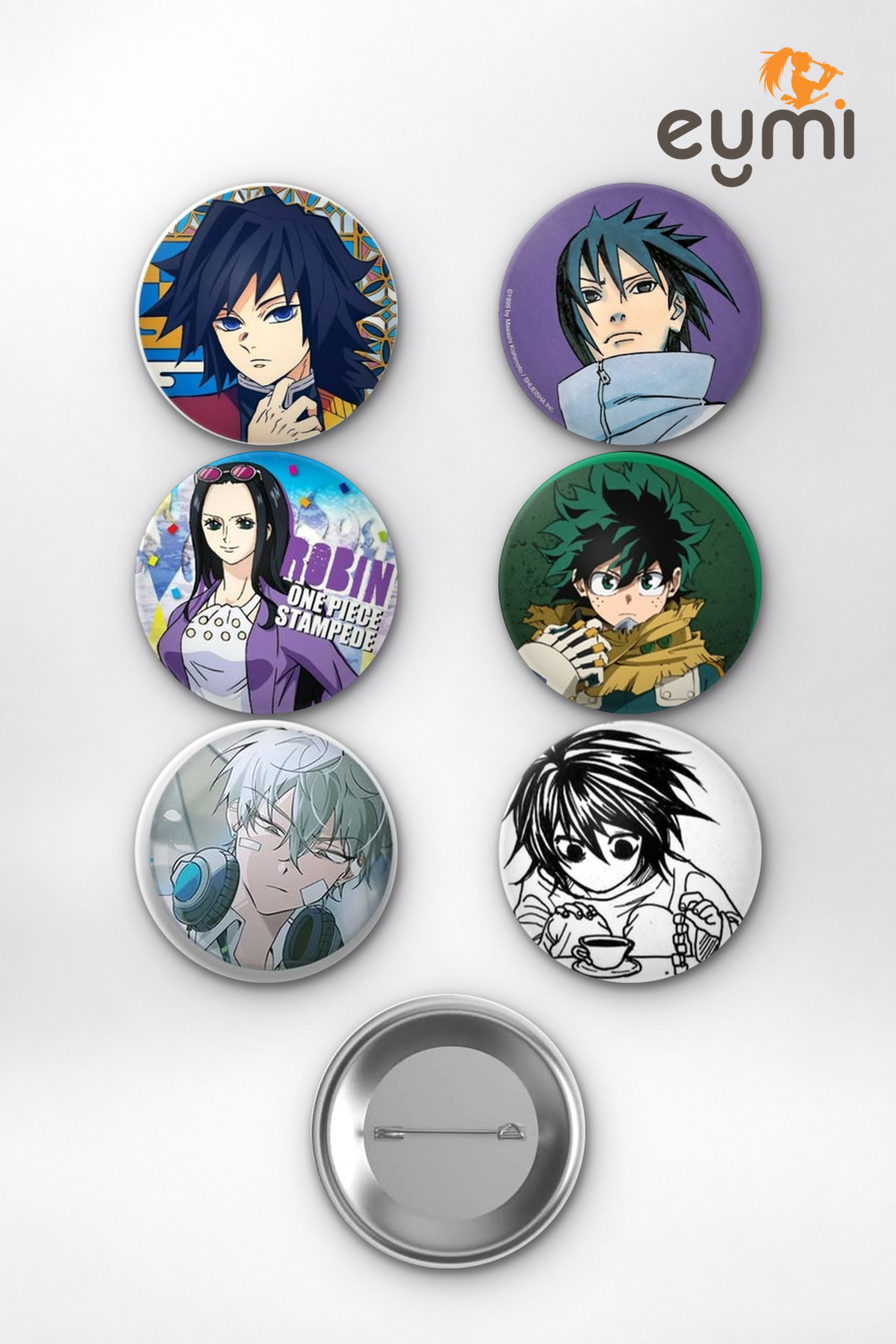 Anime Mavi Element Karakterleri Giyu Sasuke Robin Deku Çanta Süsü Rozet İğneli Buton Rozet Seti 58 mm (6'lı) - 58mm Metal İğneli Buton Rozet | Eymi Anime Mavi Element Karakterleri Giyu Sasuke Robin Deku Çanta Süsü Rozet İğneli Buton Rozet Seti 58 mm (6'lı) - 58mm Metal İğneli Buton Rozet | Eymi