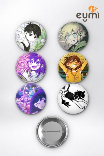 OMORI Sunny Basil Aubrey Kel Mewo Piknik Çanta Süsü Rozet İğneli Buton Rozet Seti 58 mm (6'lı) - 58mm Metal İğneli Buton Rozet | Eymi