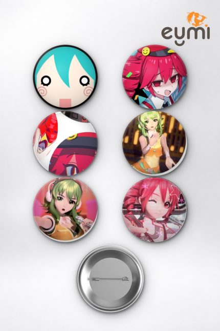 Vocaloid & SynthV Divaları Miku Teto GUMI Çanta Süsü Rozet İğneli Buton Rozet Seti 58 mm (6'lı) - 58mm Metal İğneli Buton Rozet | Eymi