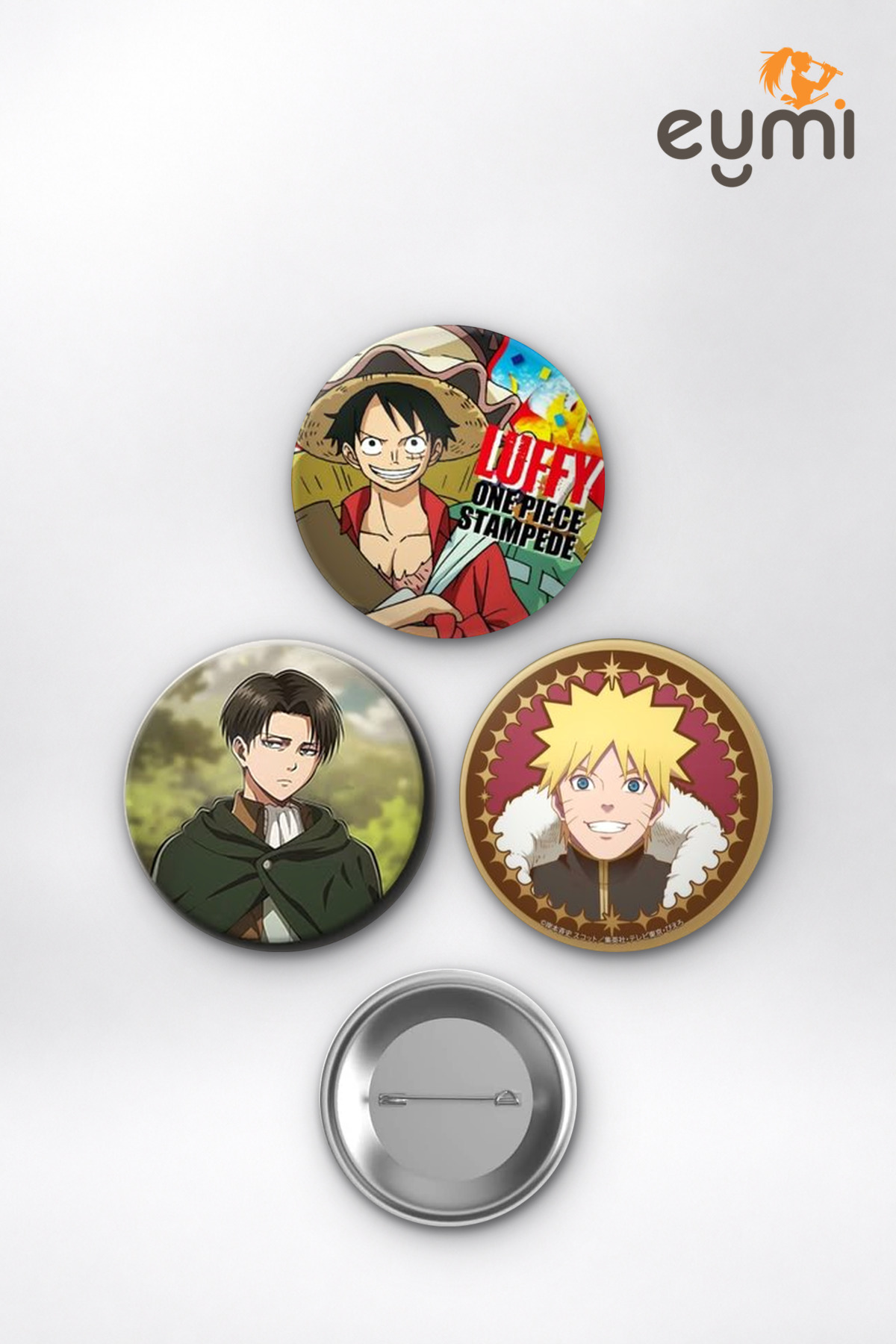 Shonen Kaptanlar Luffy Levi Altın Naruto Çanta Süsü Rozet İğneli Buton Rozet Seti 58 mm (3'lü) - 58mm Metal İğneli Buton Rozet | Eymi Shonen Kaptanlar Luffy Levi Altın Naruto Çanta Süsü Rozet İğneli Buton Rozet Seti 58 mm (3'lü) - 58mm Metal İğneli Buton Rozet | Eymi