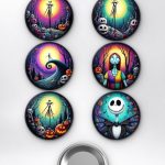 The Nightmare Before Christmas Jack & Sally Çanta Süsü Rozet İğneli Buton Rozet Seti 58 mm (6'lı)