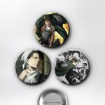 Attack on Titan Kaptan Levi Ackerman Çanta Süsü Rozet İğneli Buton Rozet Seti 58 mm (3'lü)