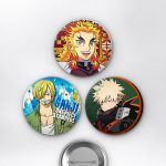 Anime Alev Savaşçıları Rengoku Sanji Bakugo Çanta Süsü Rozet İğneli Buton Rozet Seti 58 mm (3'lü)