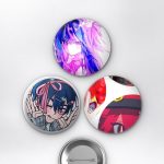Pembe Saçlı Anime İdolleri Ai Mizi Teto Çanta Süsü Rozet İğneli Buton Rozet Seti 58 mm (3'lü)