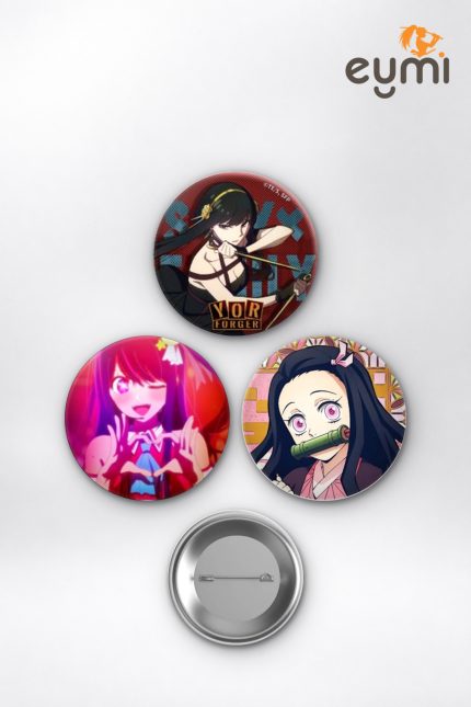 Anime Popüler Kızlar Yor Ai Nezuko Çanta Süsü Rozet İğneli Buton Rozet Seti 58 mm (3'lü) - 58mm Metal İğneli Buton Rozet | Eymi