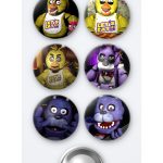 Five Nights at Freddy's Chica The Chicken Oyun ve Bonnie The Bunny Oyun 6'lı Metal Rozet Seti 58mm İğneli Buton Çanta Yaka Rozeti