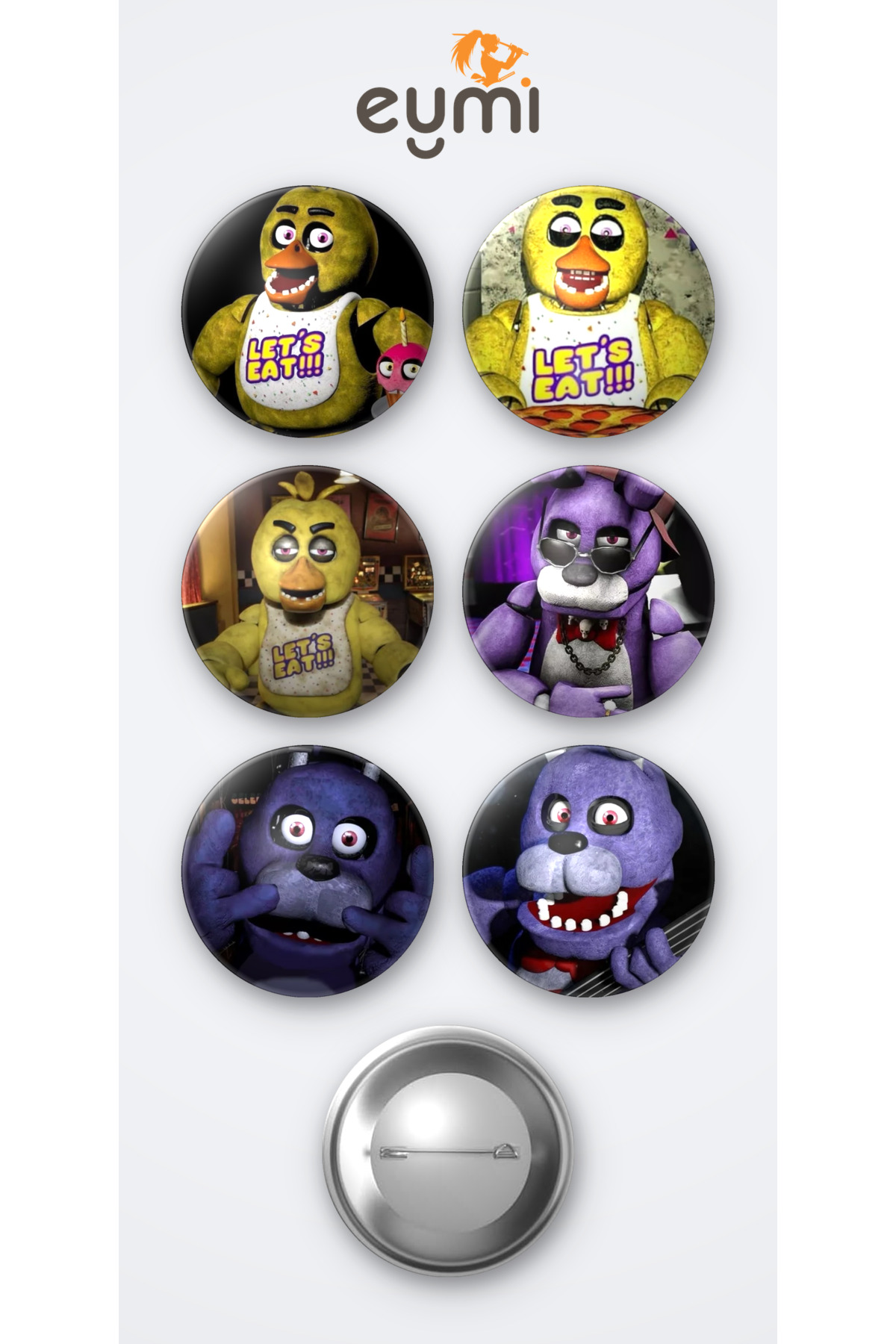 Five Nights at Freddy's Chica The Chicken Oyun ve Bonnie The Bunny Oyun 6'lı Metal Rozet Seti 58mm İğneli Buton Çanta Yaka Rozeti - 58mm Metal İğneli Buton Rozet | Eymi Five Nights at Freddy's Chica The Chicken Oyun ve Bonnie The Bunny Oyun 6'lı Metal Rozet Seti 58mm İğneli Buton Çanta Yaka Rozeti - 58mm Metal İğneli Buton Rozet | Eymi