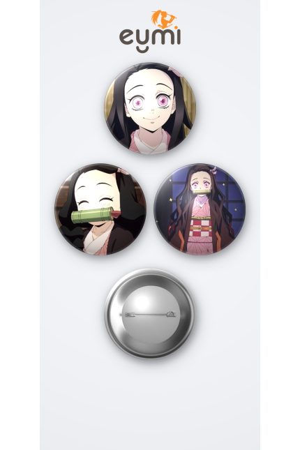 Demon Slayer ( İblis Keser ) Nezuko Kamado 3'lü Metal Rozet Seti 58mm İğneli Buton Çanta Yaka Rozeti - 58mm Metal İğneli Buton Rozet | Eymi