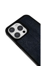 iPhone 16 Pro Uyumlu Lacivert Hat Deseni Desenli Parlak Telefon Kılıfı - Görsel 3