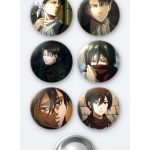 Attack on Titan ( Titana Saldırı) Levi Ackerman Anime ve Mikasa Ackerman Anime 6'lı Metal Rozet Seti 58mm İğneli Buton Çanta Yaka Rozeti