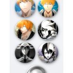 Bleach Ichigo Kurosaki Anime Animasyon ve Ulquiorra Schiffer 6'lı Metal Rozet Seti 58mm İğneli Buton Çanta Yaka Rozeti