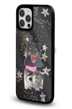 iPhone 17 Pro Uyumlu Yıldızlı Panter Desenli Parlak Telefon Kılıfı - Görsel 2