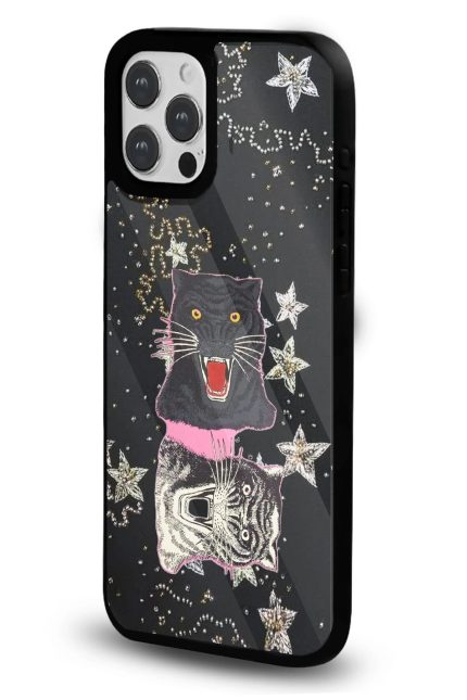 iPhone 13 Uyumlu Yıldızlı Panter Desenli Parlak Telefon Kılıfı iPhone 13 Uyumlu Yıldızlı Panter Desenli Parlak Telefon Kılıfı - Kişiye Özel 3D LED Gece Lambası & Hediye | Eymi