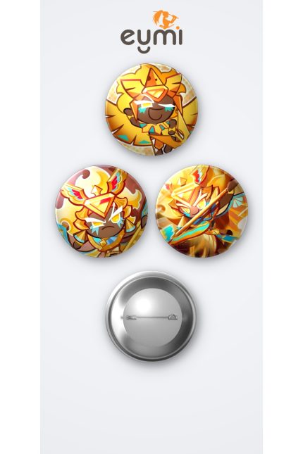 Cookie Run Kingdom Golden Cheese Cookie (Immortal) 3'lü Metal Rozet Seti 58mm İğneli Buton Çanta Yaka Rozeti - 58mm Metal İğneli Buton Rozet | Eymi