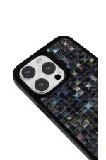iPhone 15 Pro Max Uyumlu Siyah Mozaik Cam Desenli Parlak Telefon Kılıfı - Görsel 3