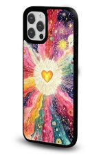 iPhone 13 Pro Uyumlu Işıyan Kalp Desenli Parlak Telefon Kılıfı - Görsel 2