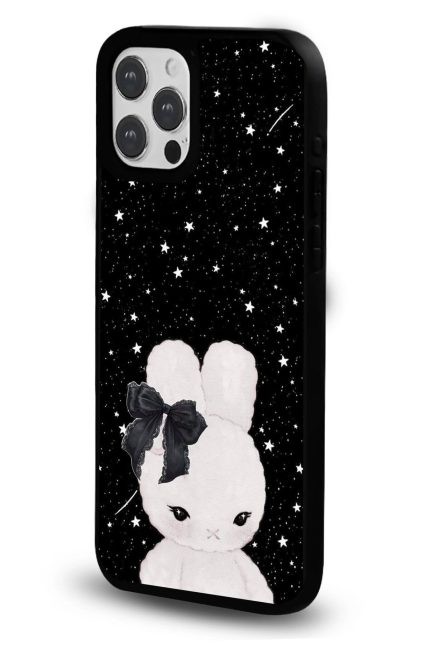 iPhone 11 Uyumlu Yıldızlı Fiyonklu Tavşan Desenli Parlak Telefon Kılıfı - Kişiye Özel 3D LED Gece Lambası & Hediye | Eymi