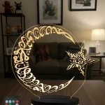 3D Ay Yıldız LED Gece Lambası - Türkiye Temalı Dekoratif Masa Lambası 16 Renk Kumandalı