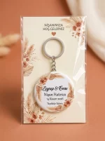 Nişan Hediyesi & Hatırası - Okaliptüs & Geometrik Sonsuzluk - Kişiye Özel Açacaklı Buton Rozet Anahtarlık