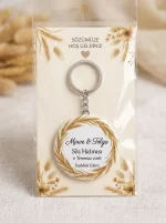 Söz Hediyesi & Hatırası - Bordo Kadife & Gold Kaligrafi - Kişiye Özel Açacaklı Buton Rozet Anahtarlık