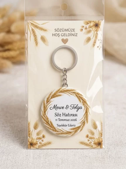 Söz Hediyesi & Hatırası - Bordo Kadife & Gold Kaligrafi - Kişiye Özel Açacaklı Buton Rozet Anahtarlık