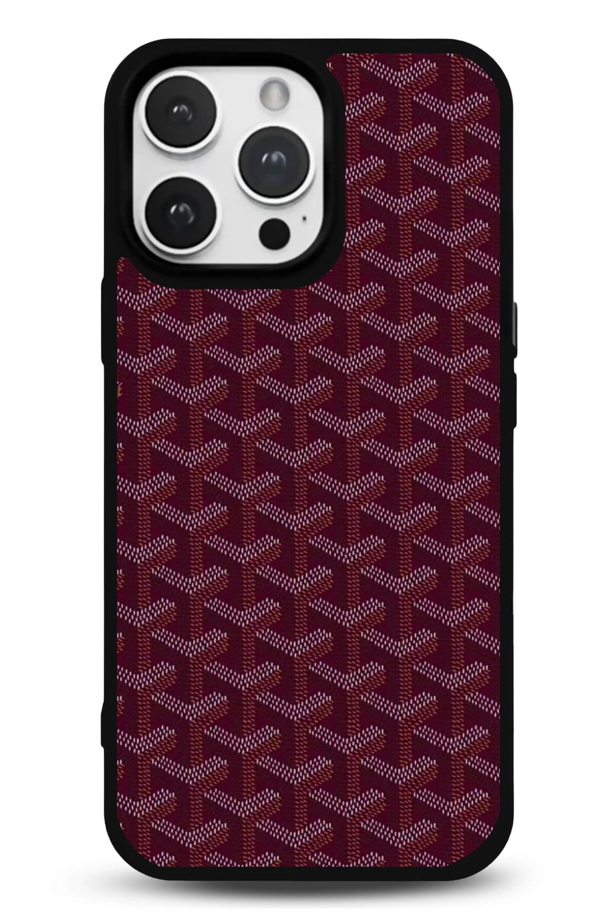 iPhone 11 Uyumlu Bordo Chevron Doku Desenli Parlak Telefon Kılıfı - Kişiye Özel 3D LED Gece Lambası & Hediye | Eymi