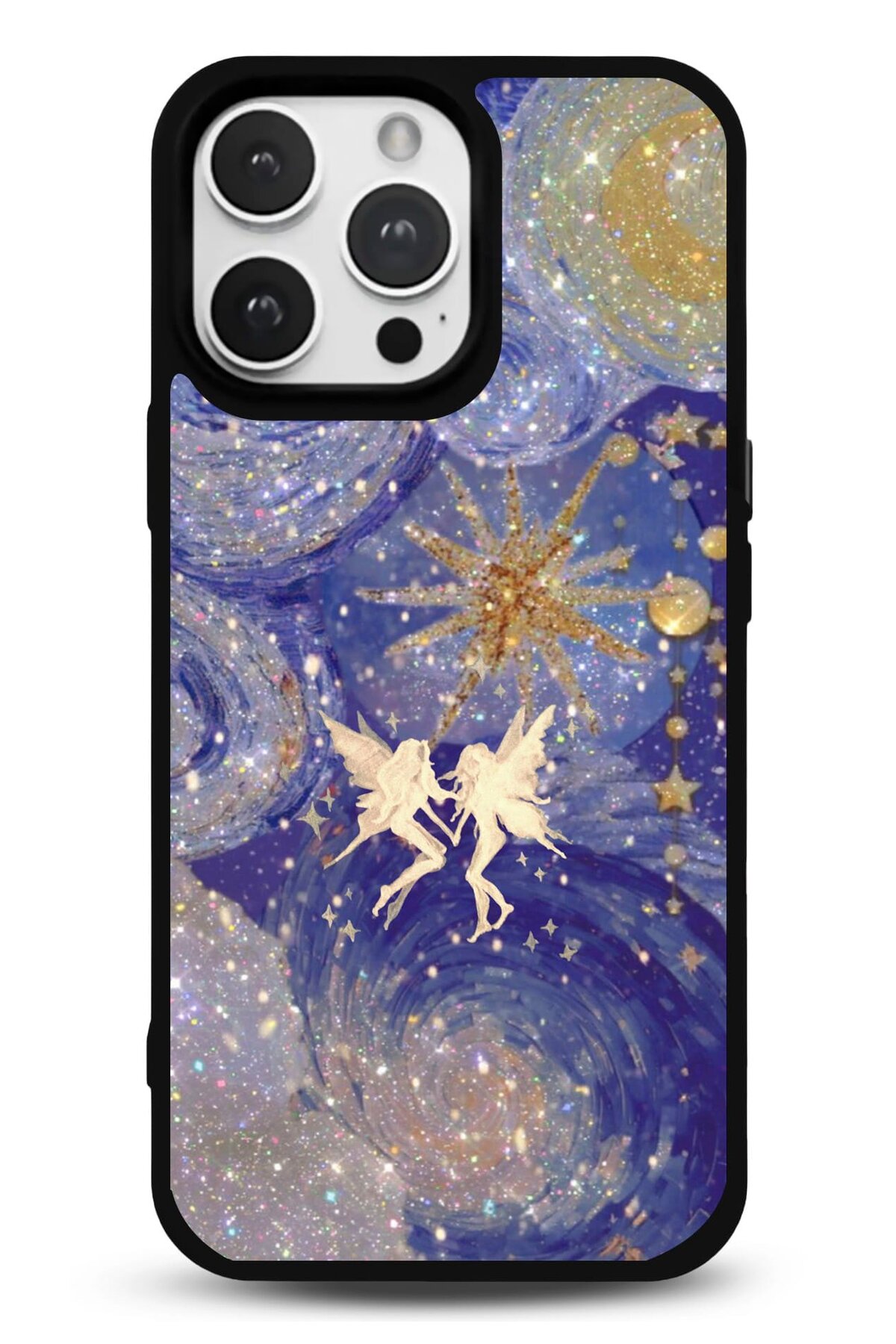 iPhone 15 Uyumlu Yıldız Tozu Perileri Desenli Parlak Telefon Kılıfı - Kişiye Özel 3D LED Gece Lambası & Hediye | Eymi