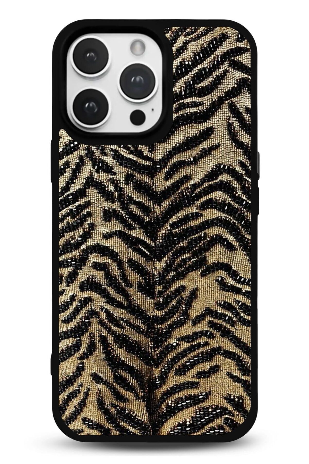 iPhone 11 Uyumlu Altın Zebra Dokusu Desenli Parlak Telefon Kılıfı - Kişiye Özel 3D LED Gece Lambası & Hediye | Eymi