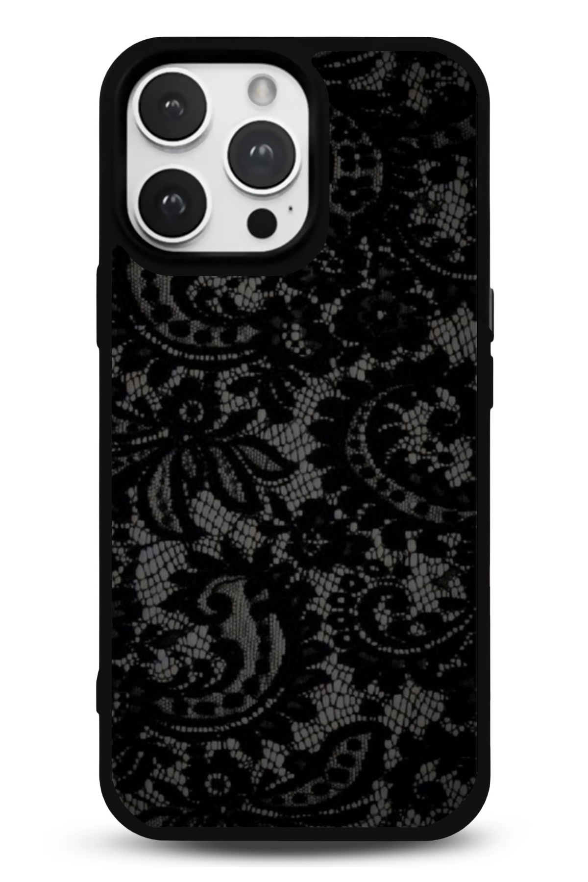 iPhone 13 Uyumlu Dantel Desenli Parlak Telefon Kılıfı