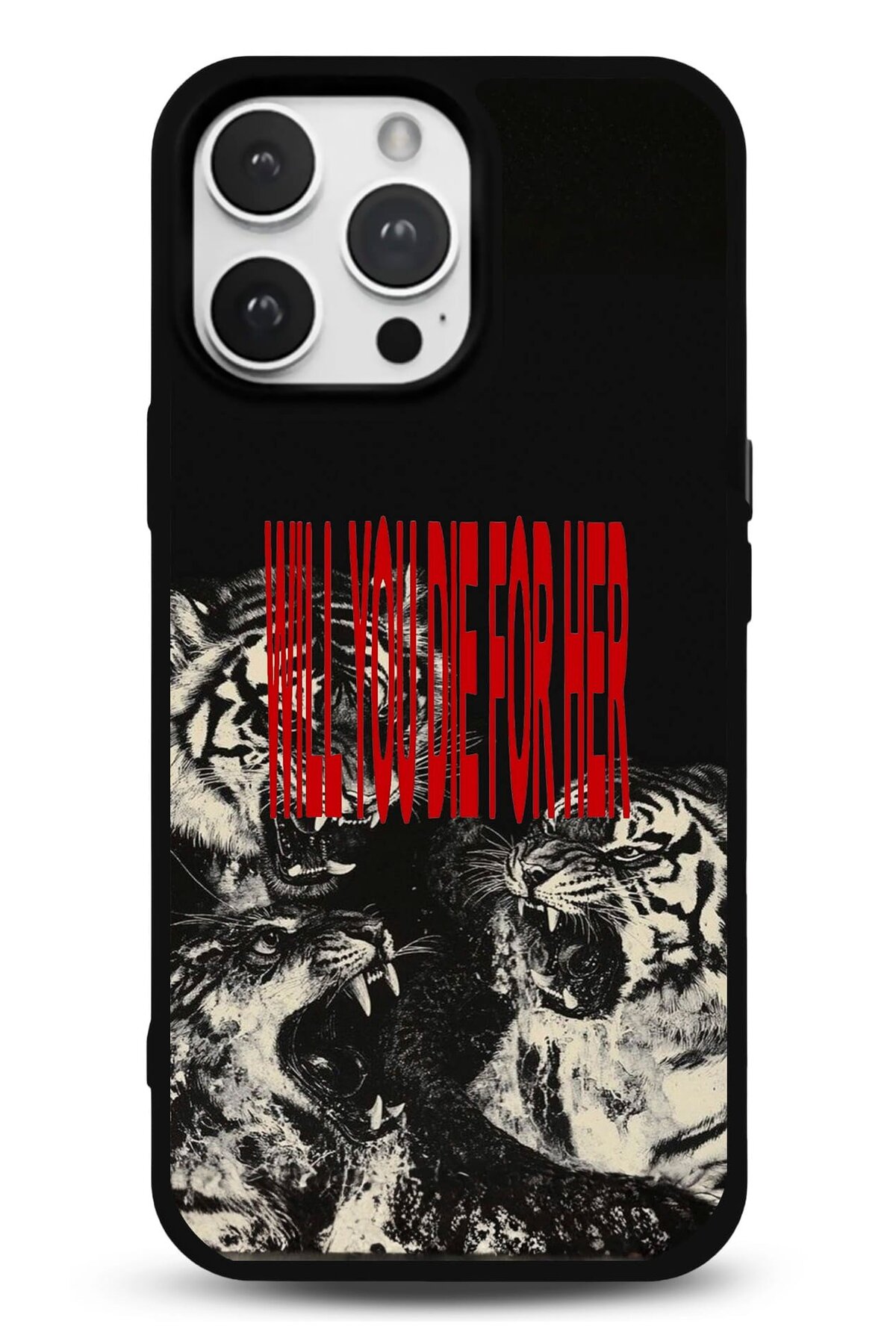 iPhone 16 Pro Max Uyumlu Kaplanlar Will You Die For Her Desenli Parlak Telefon Kılıfı - Kişiye Özel 3D LED Gece Lambası & Hediye | Eymi