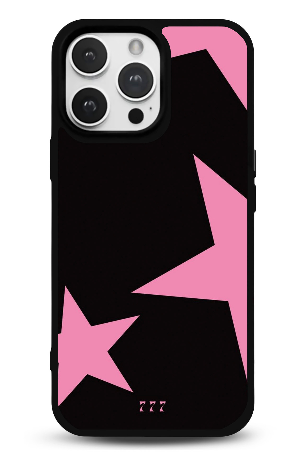 iPhone 13 Uyumlu Pink Stars Desenli Parlak Telefon Kılıfı