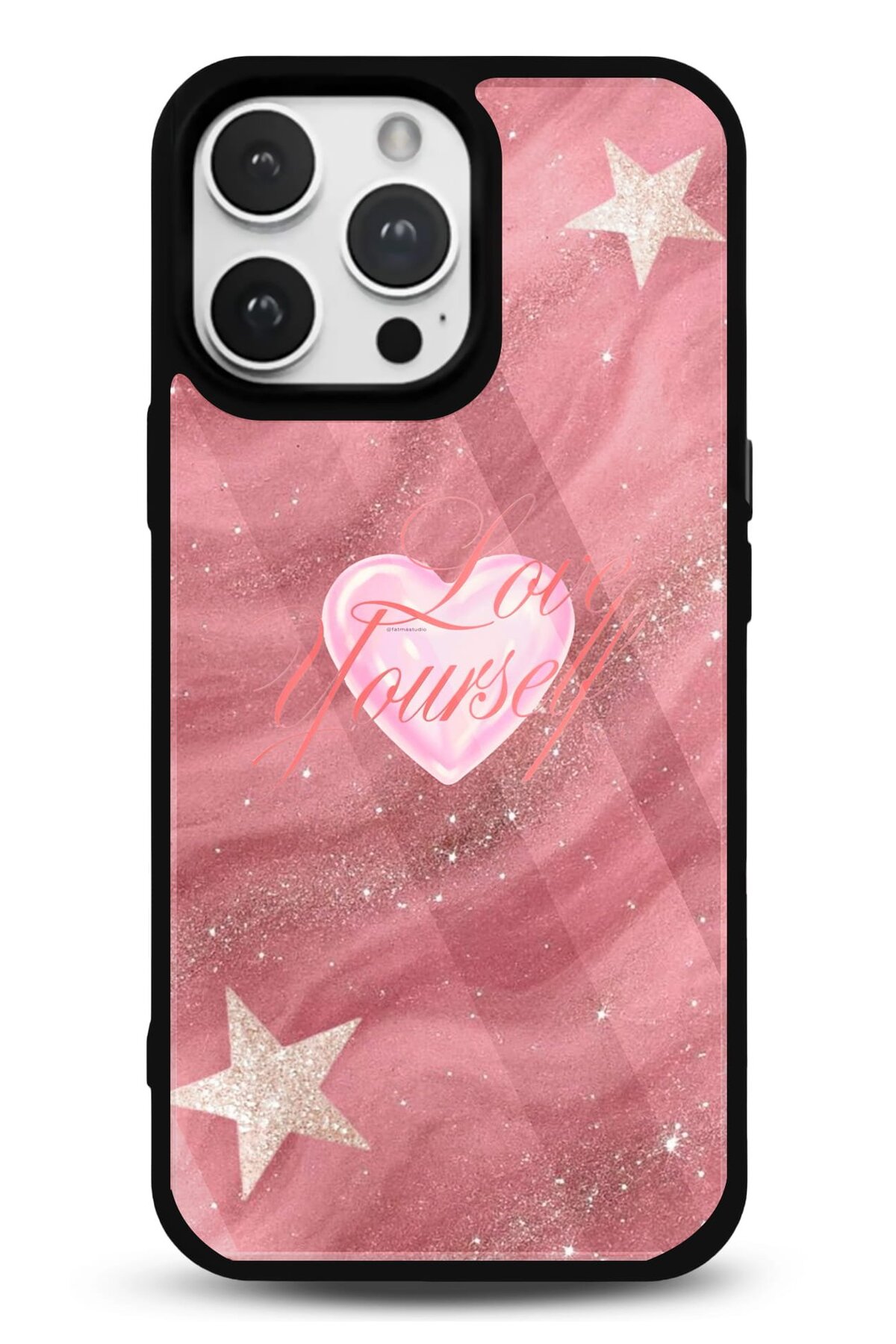 iPhone 17 Pro Max Uyumlu Love Yourself Desenli Parlak Telefon Kılıfı