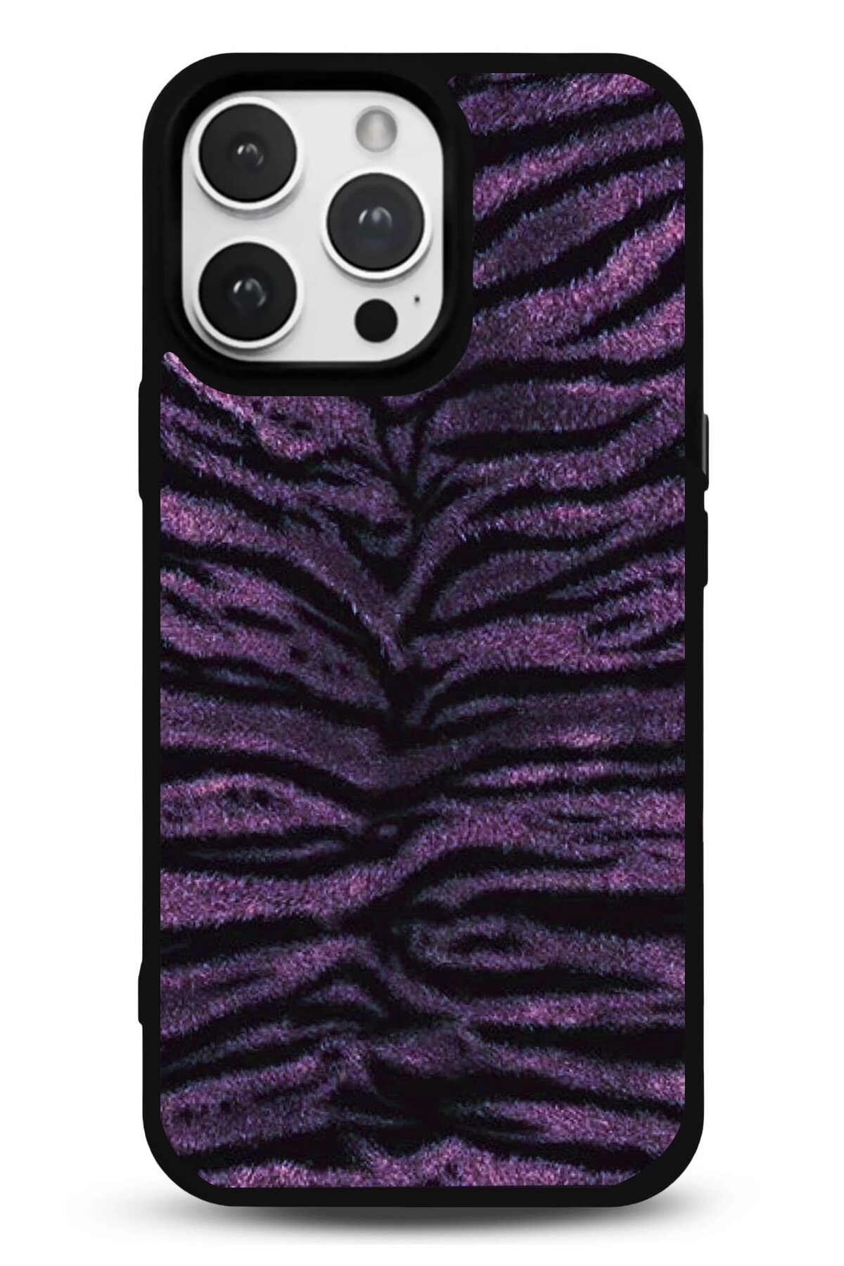 iPhone 11 Uyumlu Mor Zebra Kürk Desenli Parlak Telefon Kılıfı