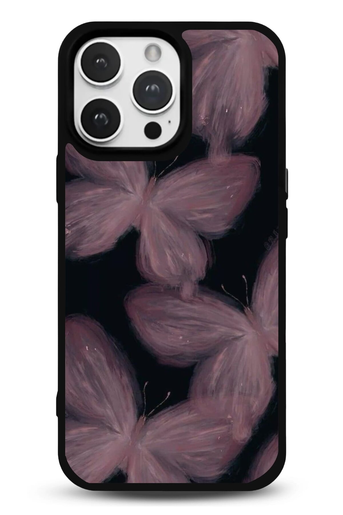 iPhone 14 Uyumlu Pudra Kelebekler Desenli Parlak Telefon Kılıfı - Kişiye Özel 3D LED Gece Lambası & Hediye | Eymi